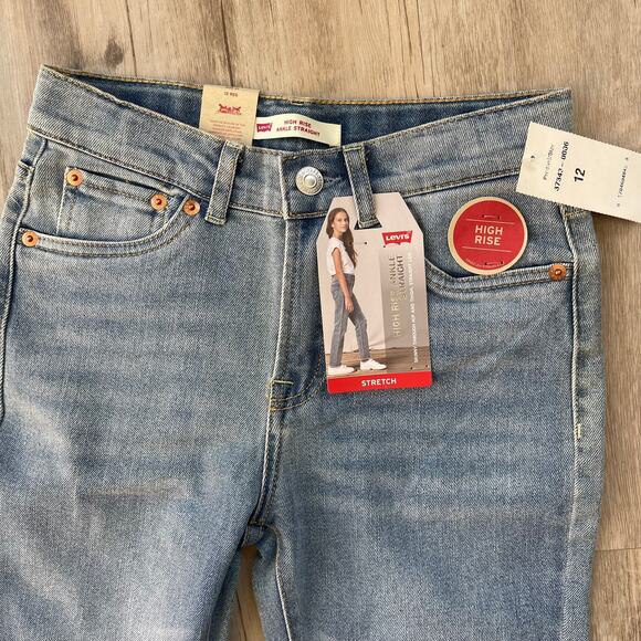 Levi’s Girls Size 12 Jeans‎ High Rise Straight Ankle Fray Hem Stretch NWT - Picture 8 of 8